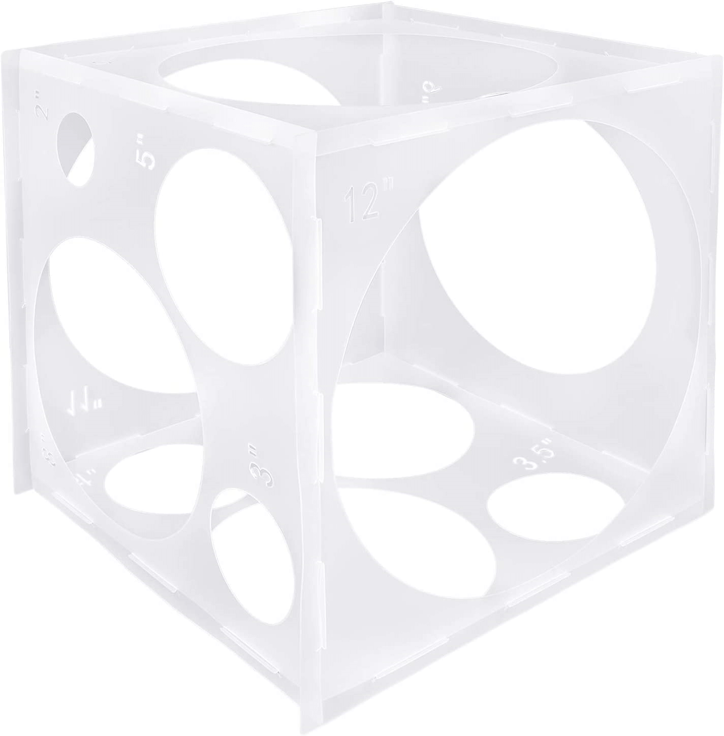 Caja medidora de globos transparente con forma de cubo de herramienta de medición